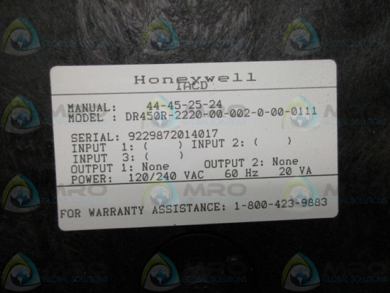 HONEYWELL DR450R-2220-00-002-0-00-0111 CHART RECORDER  UNMP