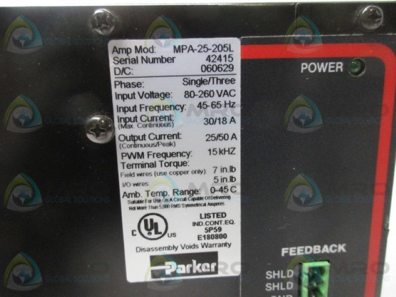 PARKER MPA-25-205L SERVO DRIVE  UNMP