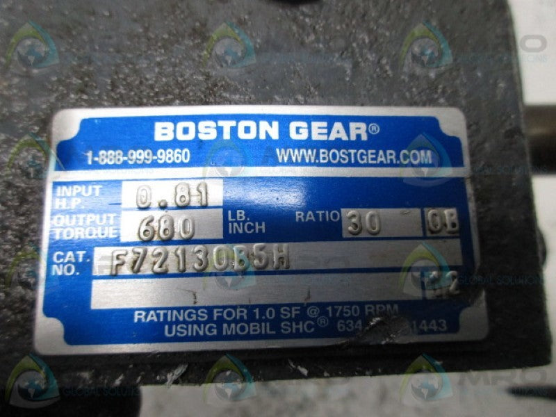 BOSTON GEAR F72130B5H GEAR REDUCER RATIO 30  UNMP