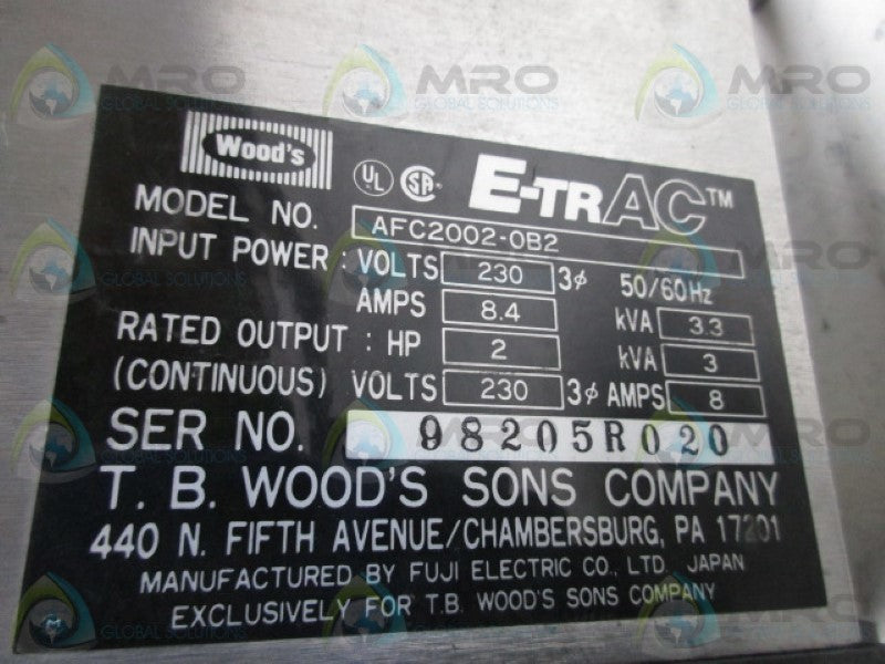 TB WOODS AFC2002-0B2 AC INVERTER  UNMP