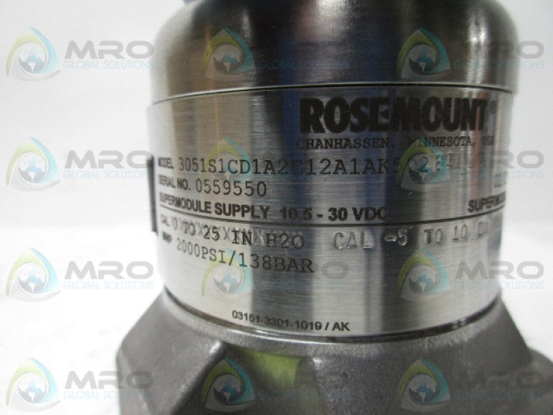 ROSEMOUNT 3051S1CD1A2E12A1AK5D2B4 PRESSURE TRANSMITTER  NSMP