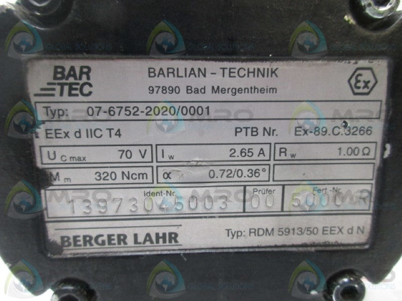 BERGER LAHR 07-6752-2020/0001 MOTOR  UNMP