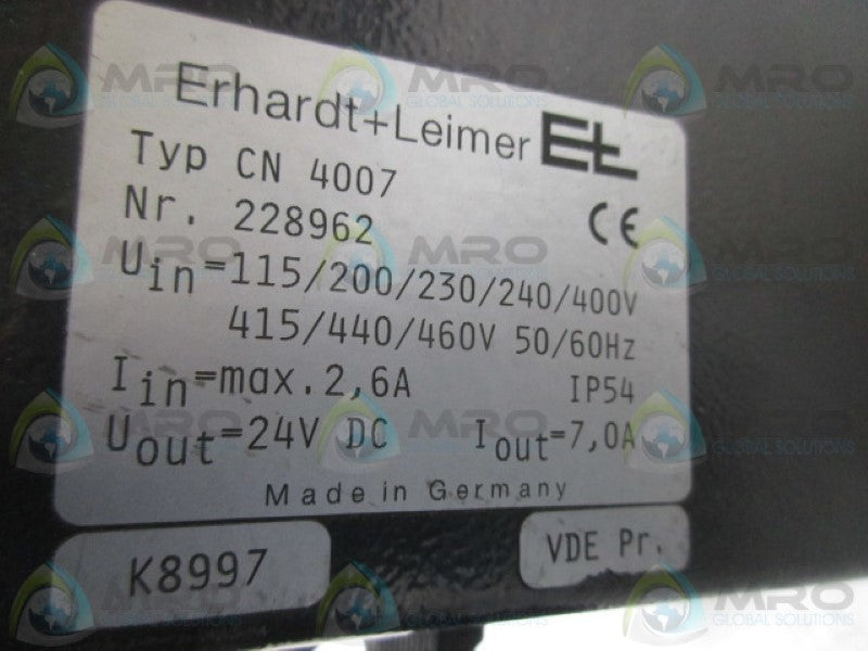 ERHARDT + LEIMER CN4007 DIGITAL SENSOR POWER SUPPLY   UNMP