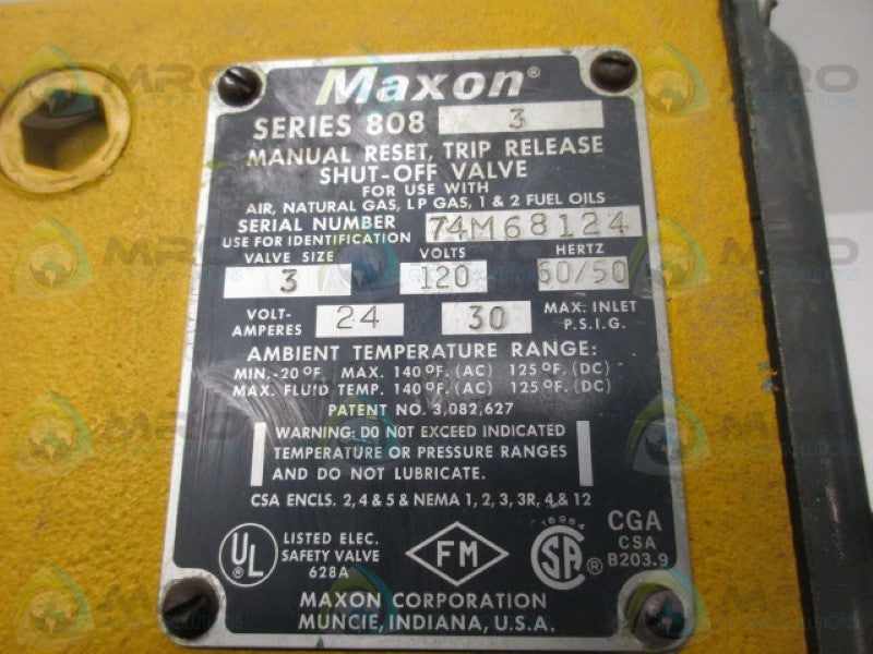 MAXON 8083 SHUTOFF VALVE 3"  UNMP