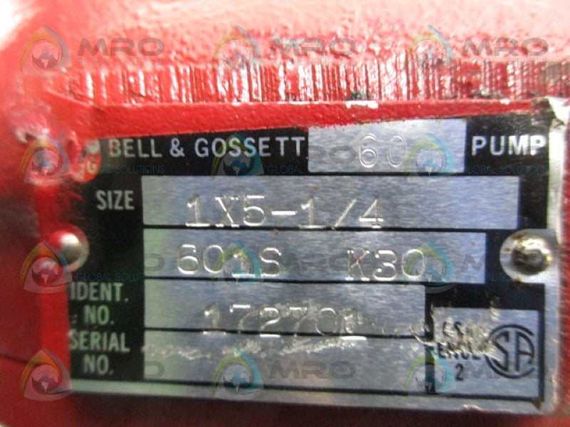BELL & GOSSETT 172701 CENTRIFUNGAL PUMP (AS PICTURED)  NSNP