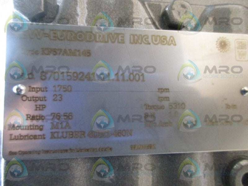 SEW EURODRIVE KF57AM145 GEAR REDUCER RATIO 76.56  NSMP