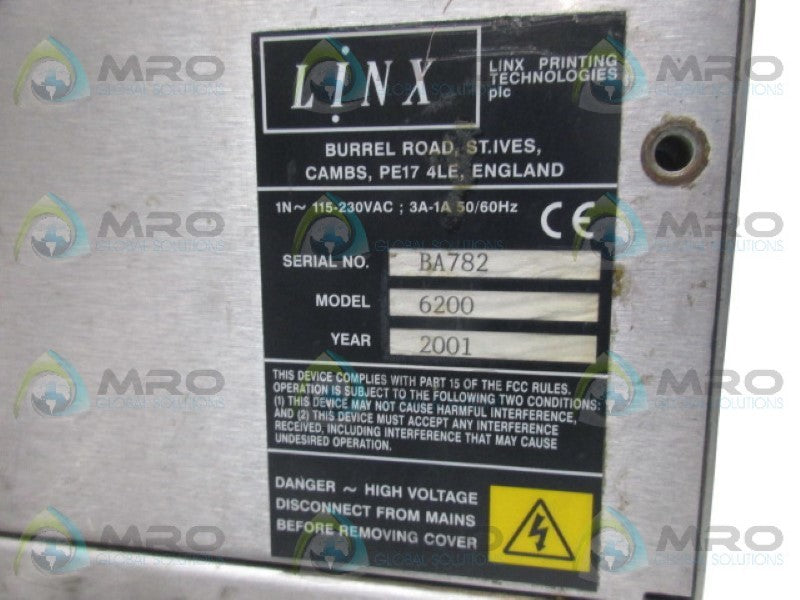 LINX 6200 DIAGRAPH LABELING SYSTEM  UNMP