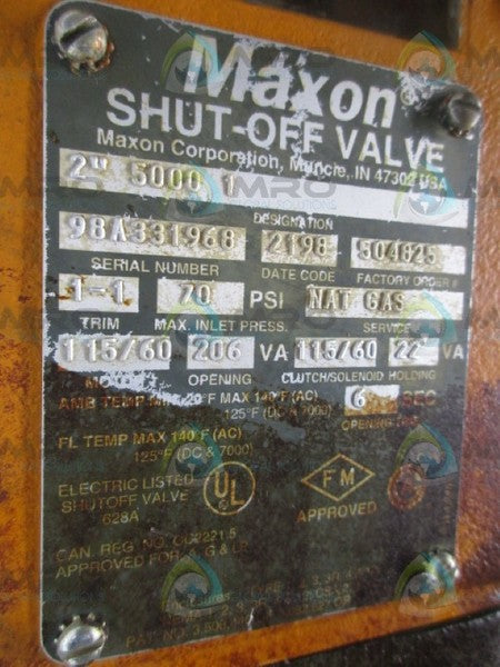 MAXON 5000 1 115V 70PSI 2"  UNMP