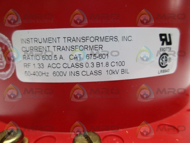 INSTRUMENT TRANSFORMERS 675-601 TRANSFORMER RATIO 600:5A  NSNP