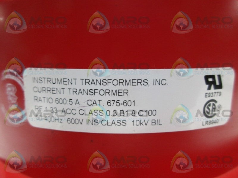 INSTRUMENT TRANSFORMERS 675-601 TRANSFORMER RATIO 600:5A  UNMP