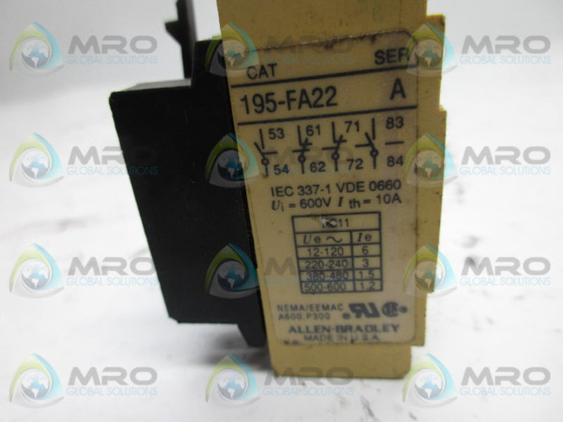ALLEN BRADLEY 195-FA22 SER A CONTACT BLOCK  UNMP