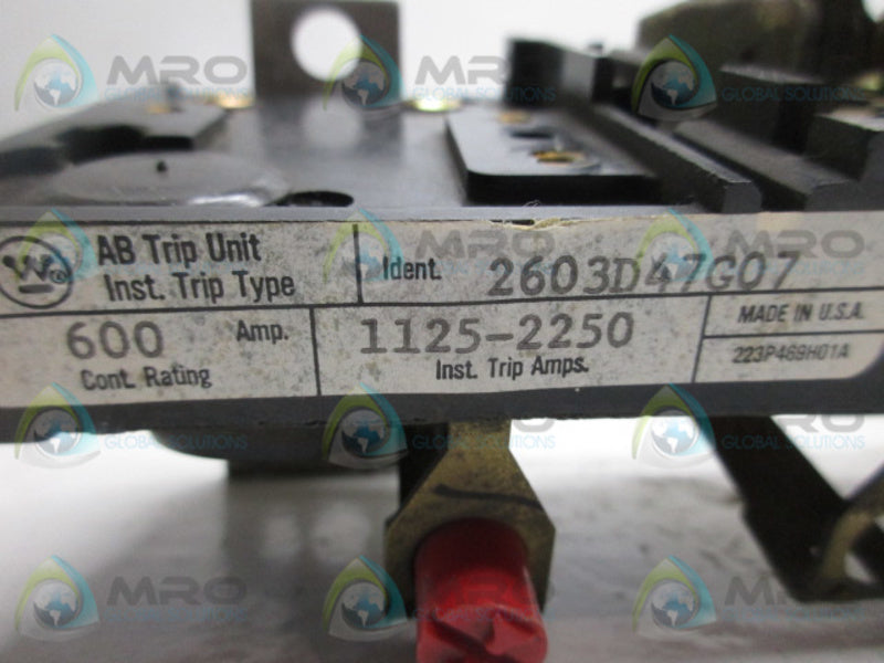 WESTINGHOUSE 2603D47G07 TRIP UNIT 600A  UNMP