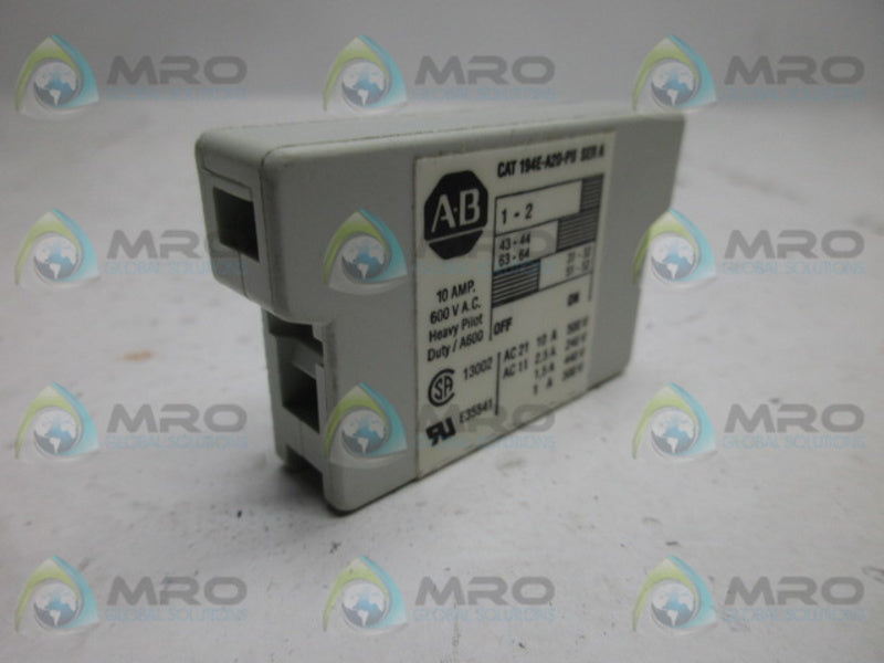 ALLEN BRADLEY 194E-A20-P11 SER A AUXILIARY CONTACT  UNMP