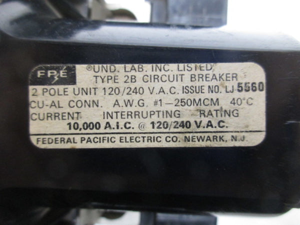 FEDERAL PACIFIC ELECTRIC TYPE 2B CIRCUIT BREAKER 100A  UNMP