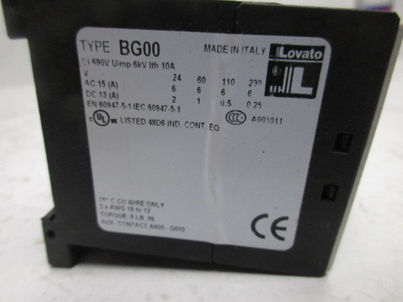 LOVATO BG00 BG0031D CONTACTOR 690V  UNMP