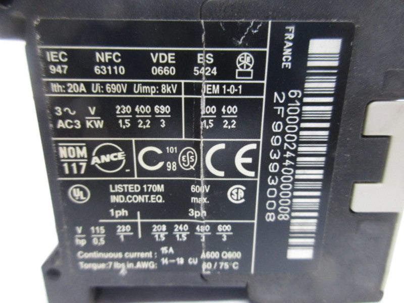 TELEMECANIQUE LP1K 0610 BD 5K58 STARTER 115V  UNMP