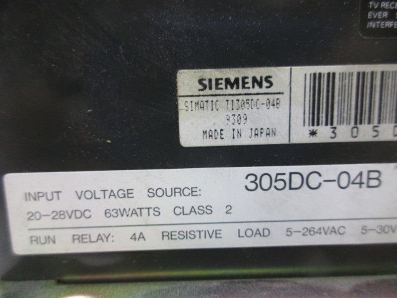 SIEMENS 305DC-04B PLC 10 SLOT CHASSIS  UNMP