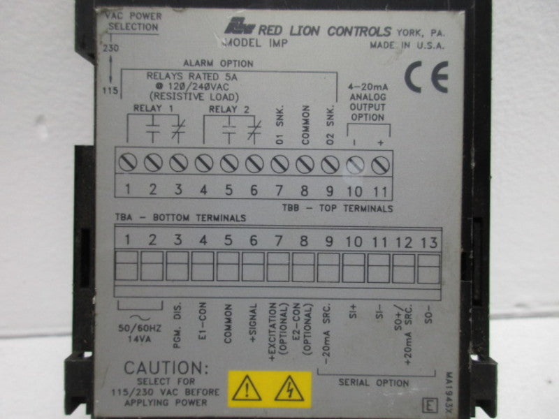 RED LION CONTROLS IMP20162 PANEL METER  UNMP