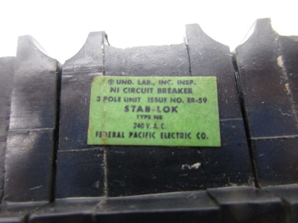 FEDERAL PACIFIC TYPE NB3P15 15A 3P CIRCUIT BREAKER  UNMP
