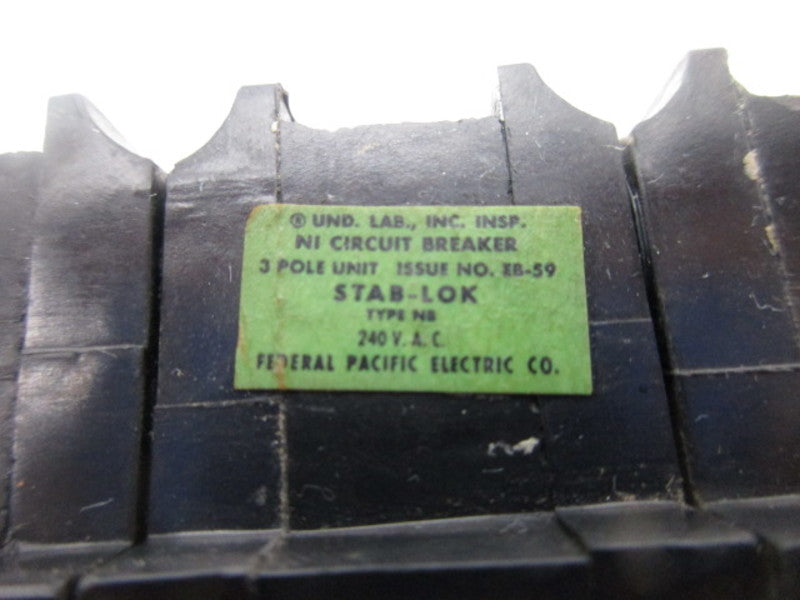 FEDERAL PACIFIC TYPE NB3P15 15A 3P CIRCUIT BREAKER  UNMP