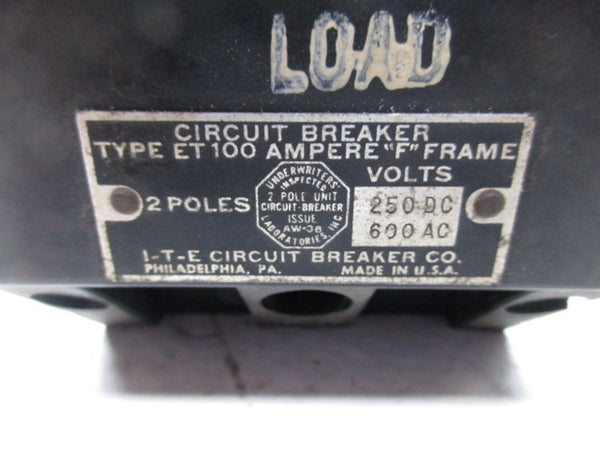 ITE ET100 CIRCUIT BREAKER 2 POLE  UNMP