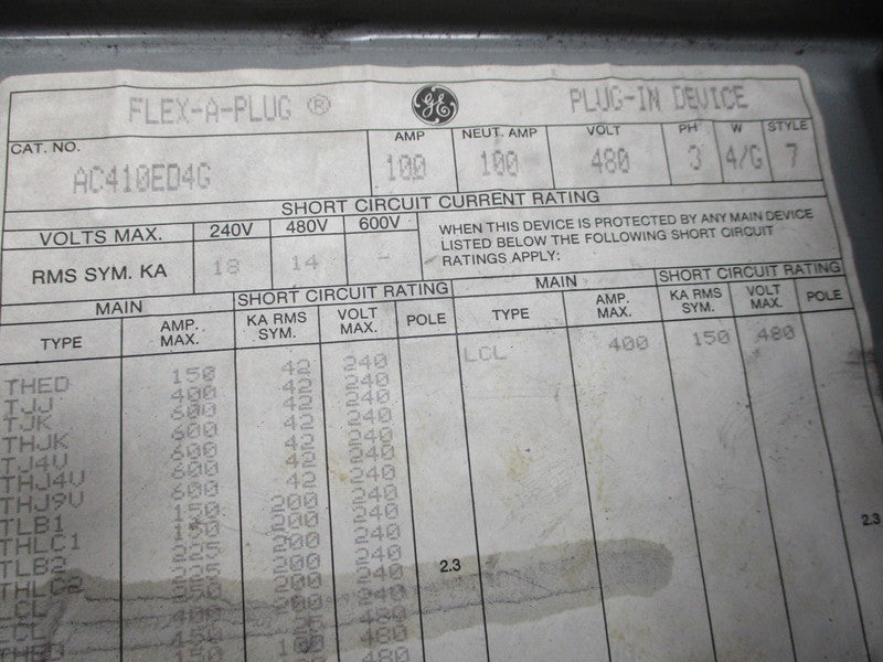 GENERAL ELECTRIC AC410ED4G STYLE 7  UNMP