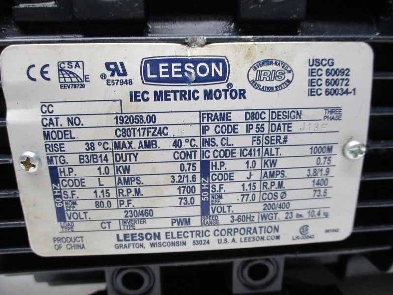 MOTOVARIO 5392903 TYPE NMRV050 (LEESON C80T17FZ4C 1HP MOTOR)  UNMP