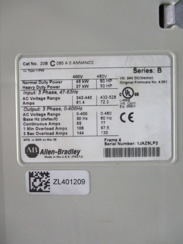 INDUSTRIAL SPARE PART 20BC085A0ANNANCO SER. B F/W: 4.001  UNMP