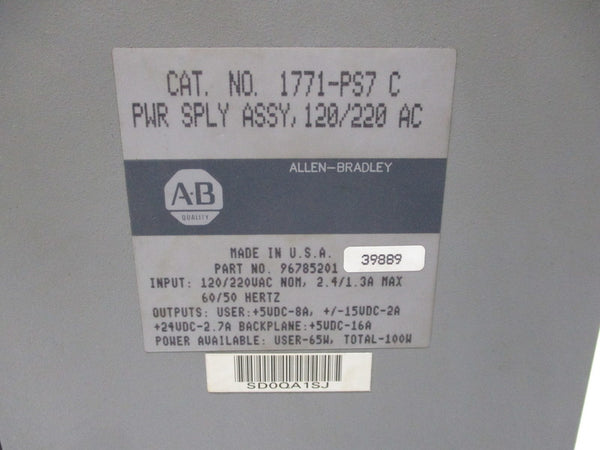 ALLEN BRADLEY 1771-PS7 SER. C  NSNP