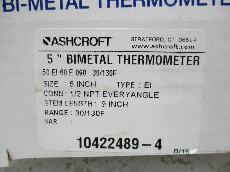 ASHCROFT 50EI60E040-30/130F (AS PICTURED)  NSMP