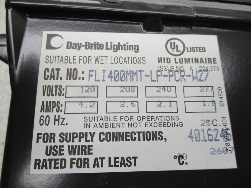 DAY-BRITE LIGHTING FLI400MMT-LP-PCR-W27 277V 1.8A NSMP