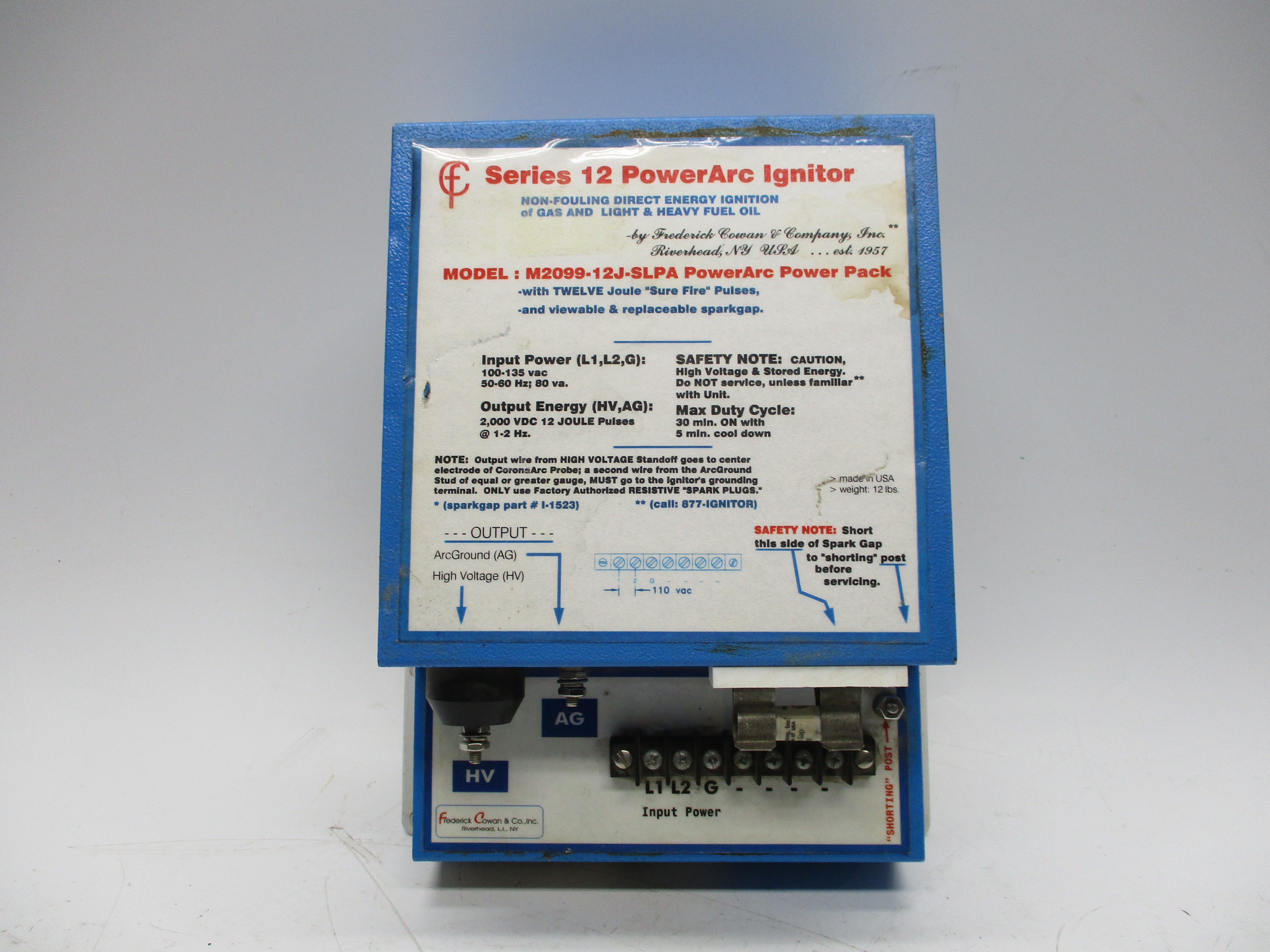 FREDERICK COWAN M2099-12J-SLPA 100-135VAC UNMP
