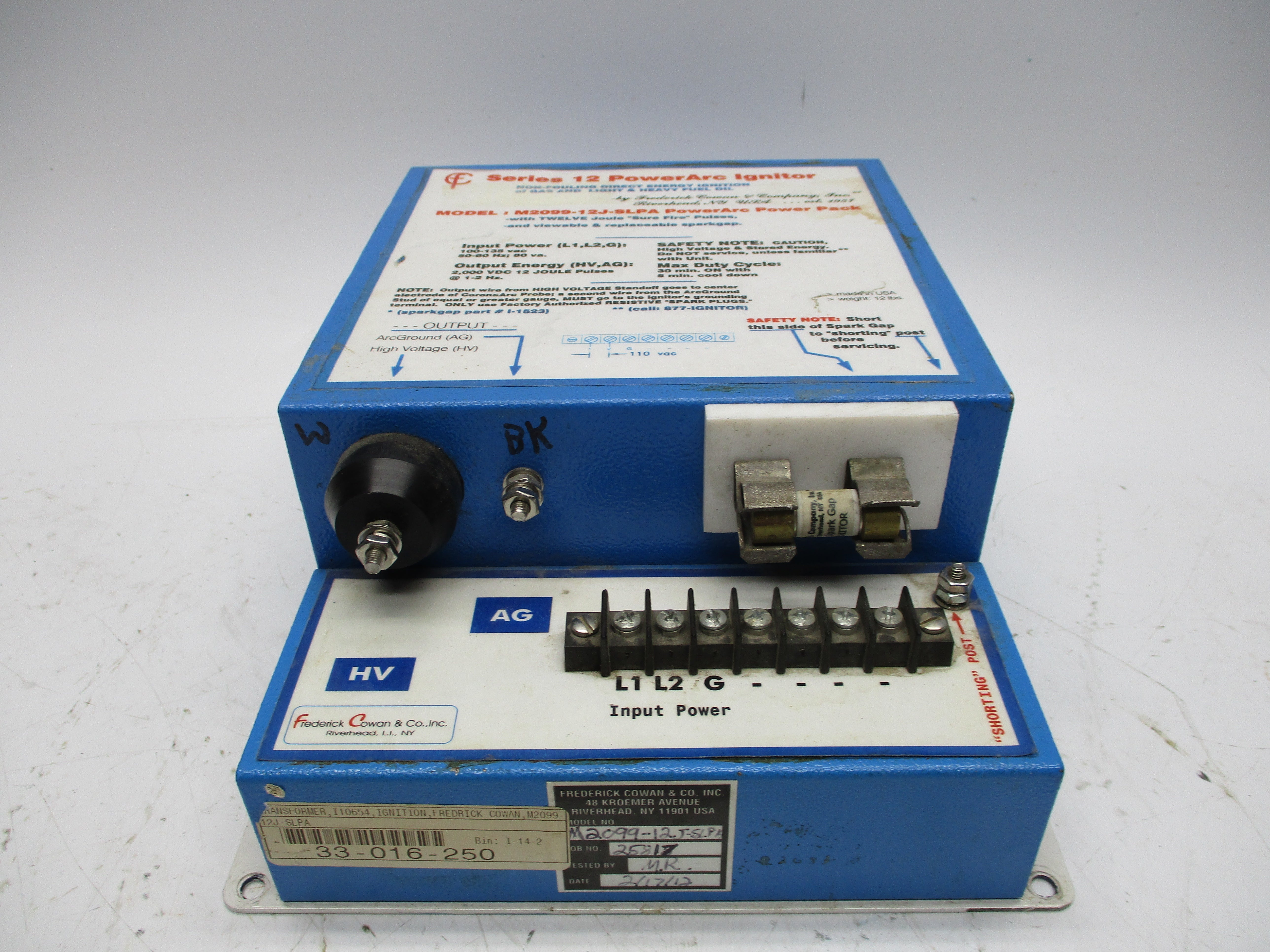 FREDERICK COWAN M2099-12J-SLPA 100-135VAC UNMP