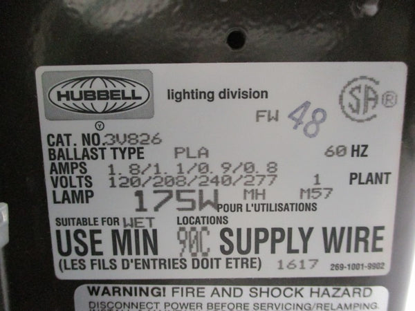 HUBBELL 3V826 TYPE MH NSMP