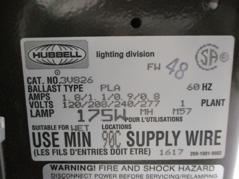 HUBBELL 3V826 TYPE MH NSMP