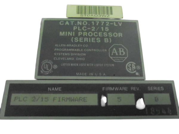 ALLEN BRADLEY 1772-LV SER. B MINI PROCESSOR FIRMWARE REV 5 (NO KEY)  UNMP