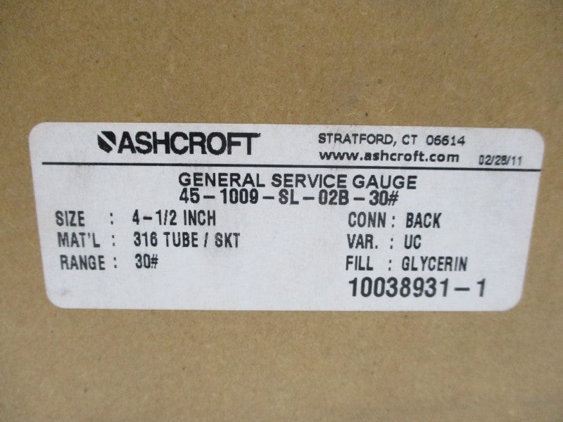 ASHCROFT 45-1009-SL-02B-30# NSMP