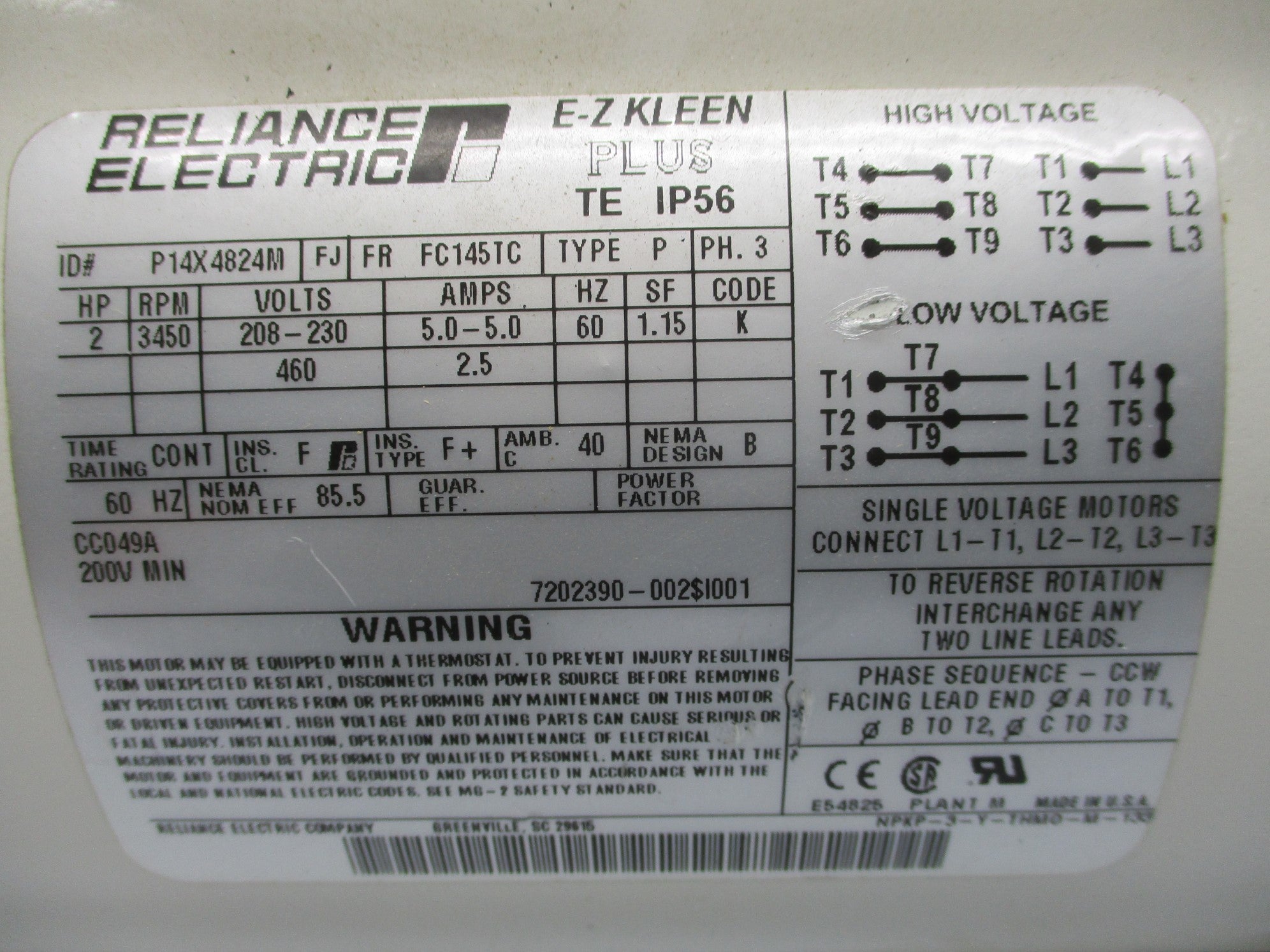 RELIANCE ELECTRIC P14X4824M UNMP