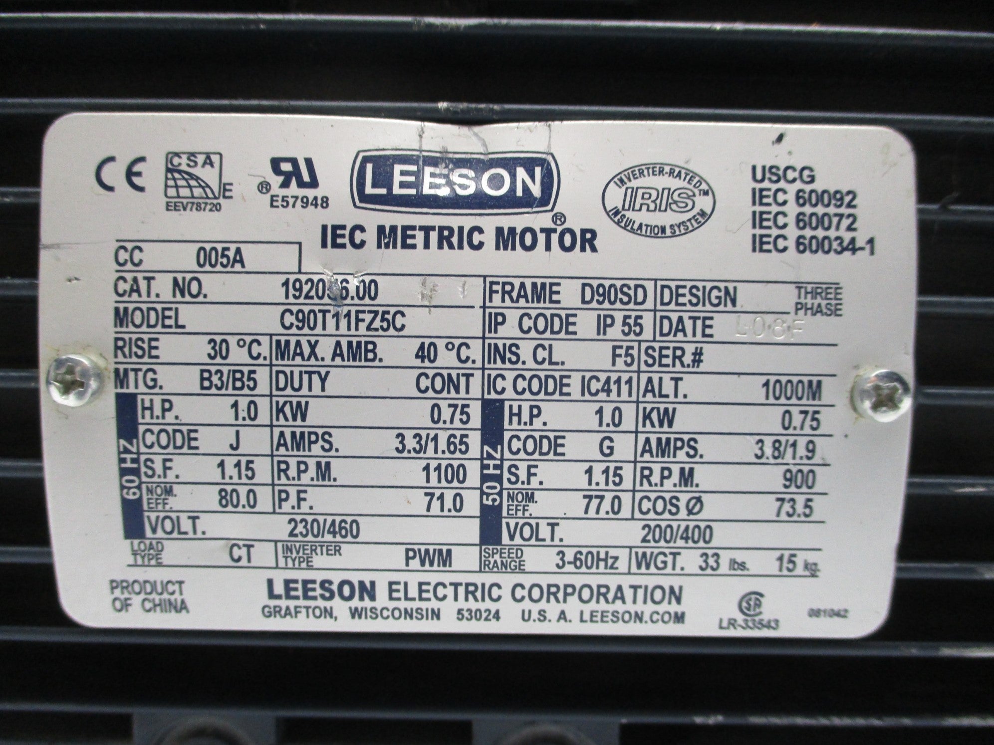 LEESON C90T11FZ5C 192056.00 UNMP