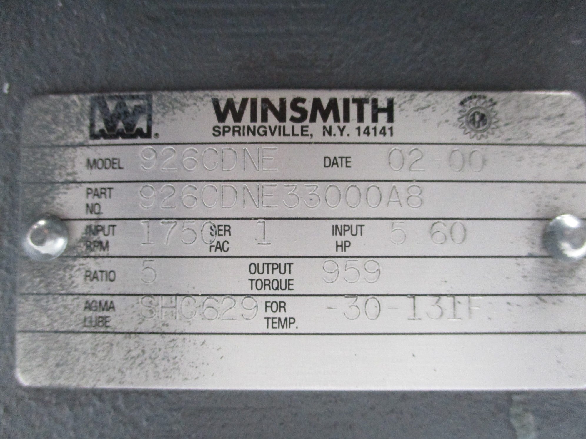 WINSMITH 926CDNE33000A8 UNMP