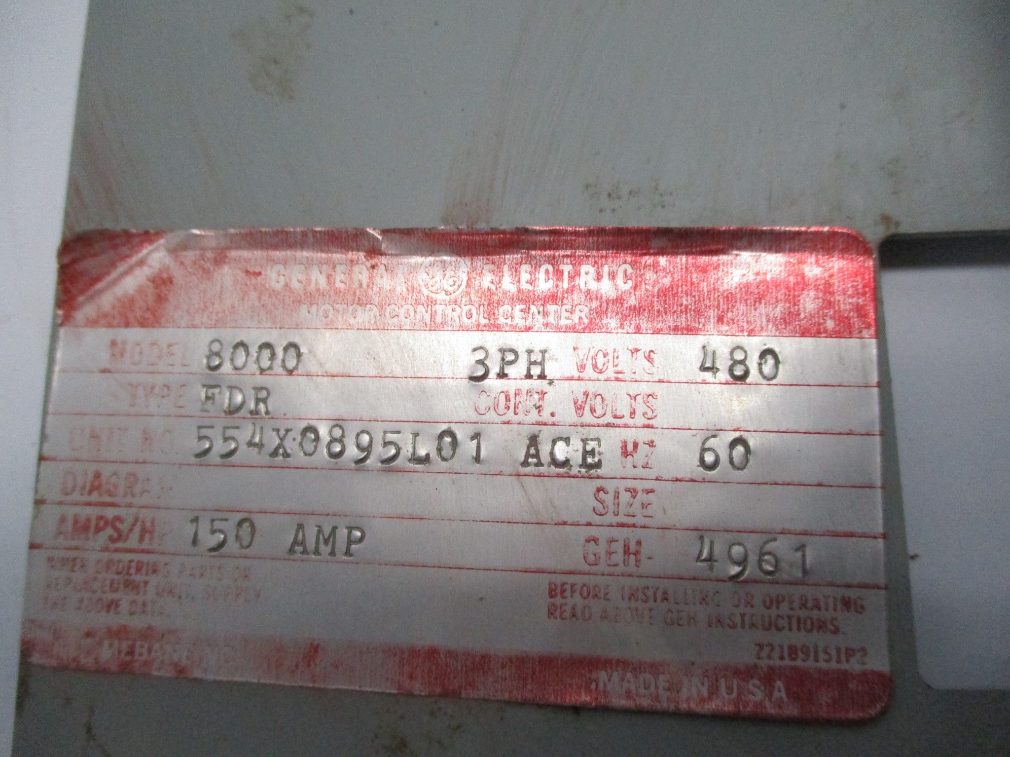 GENERAL ELECTRIC 8000-FDR UNMP
