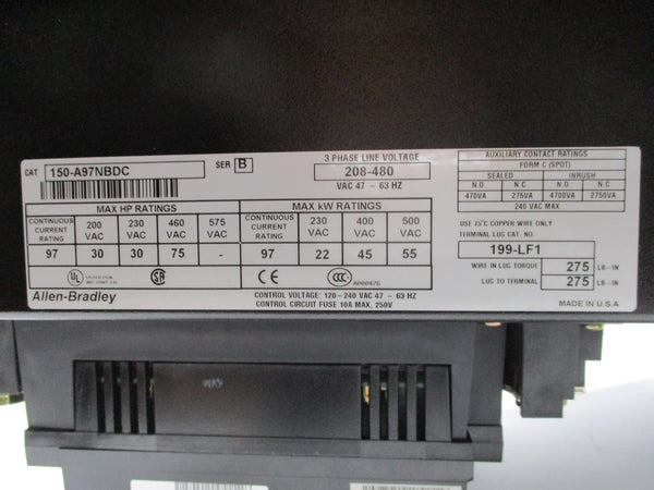 ALLEN BRADLEY 150-A97NBDC SER. B F/W 3C1 NSMP