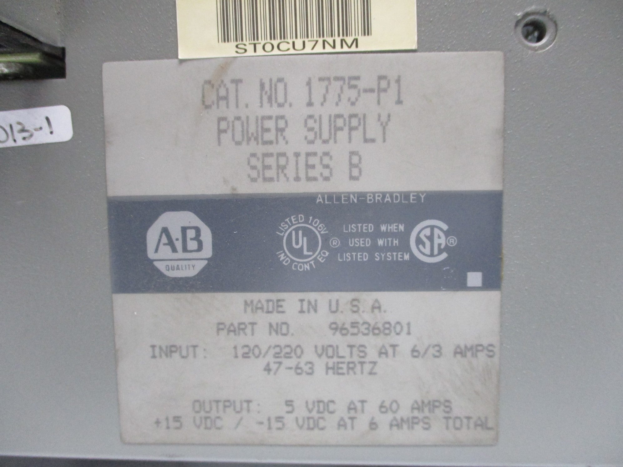 ALLEN BRADLEY 1775-P1 SER. B NSNP