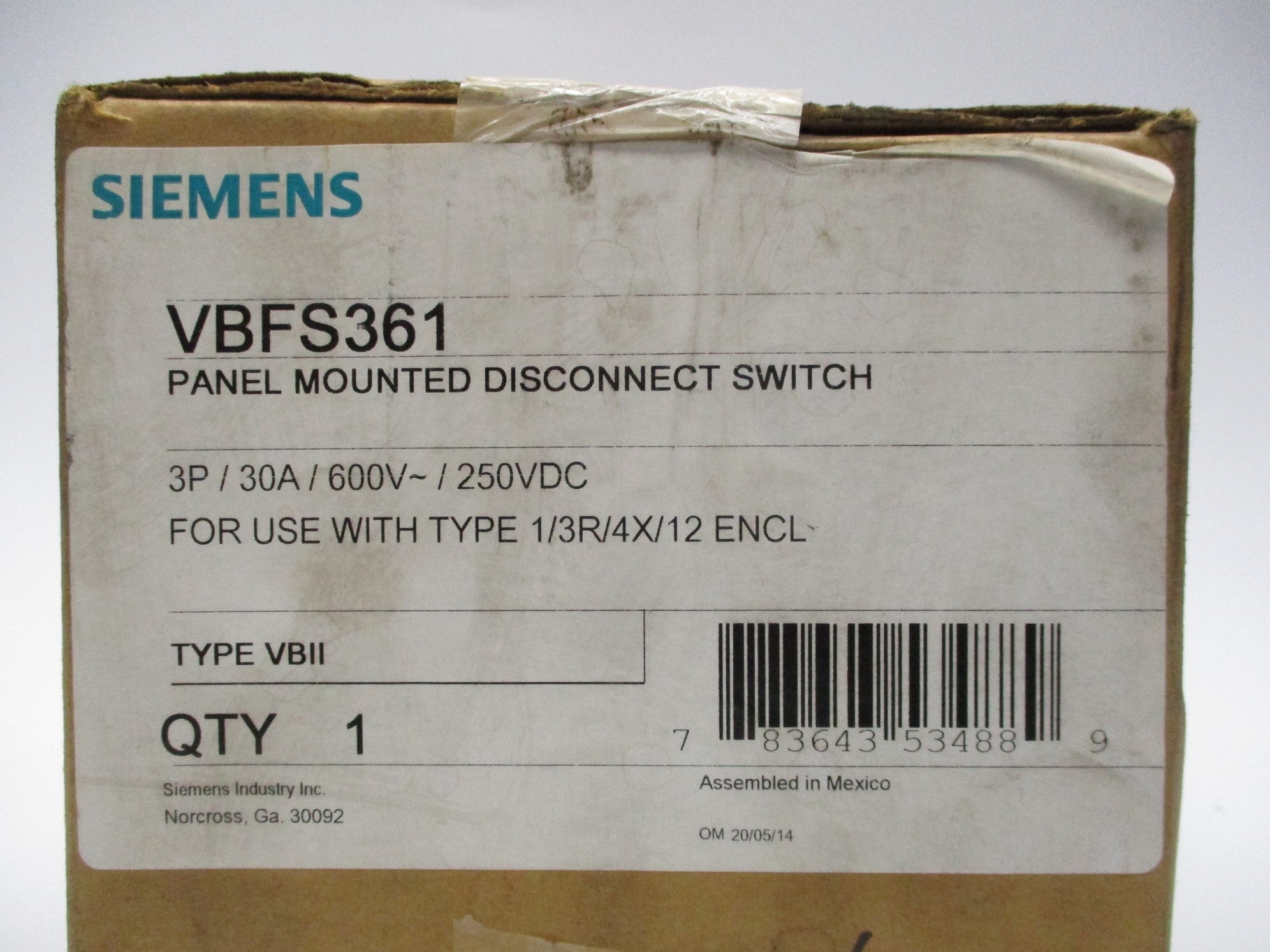 SIEMENS VBFS361 30A NSFS