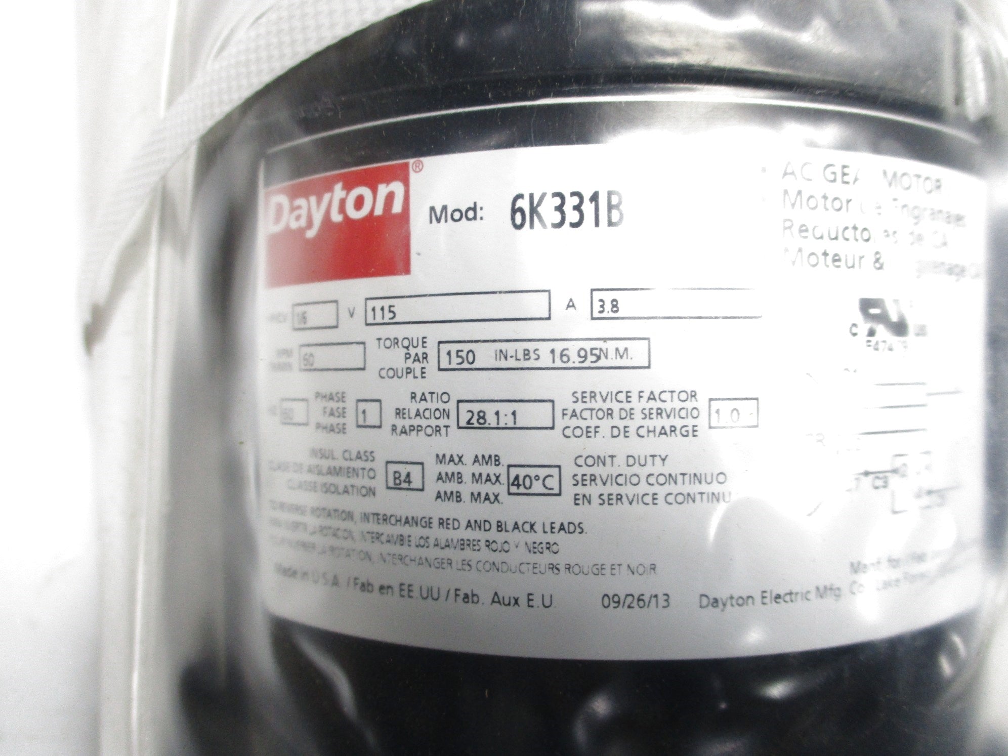 DAYTON 6K331B 115V 4.5A NSMP