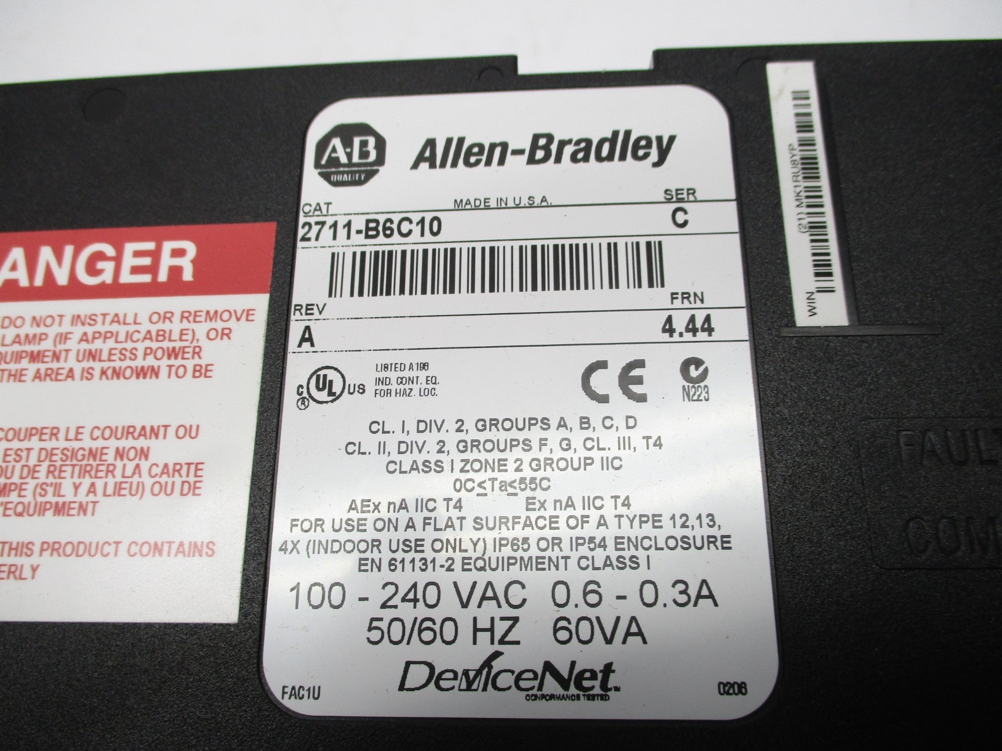 INDUSTRIAL SPARE PART 2711-B6C10 SER. C F/W 4.44 NSMP