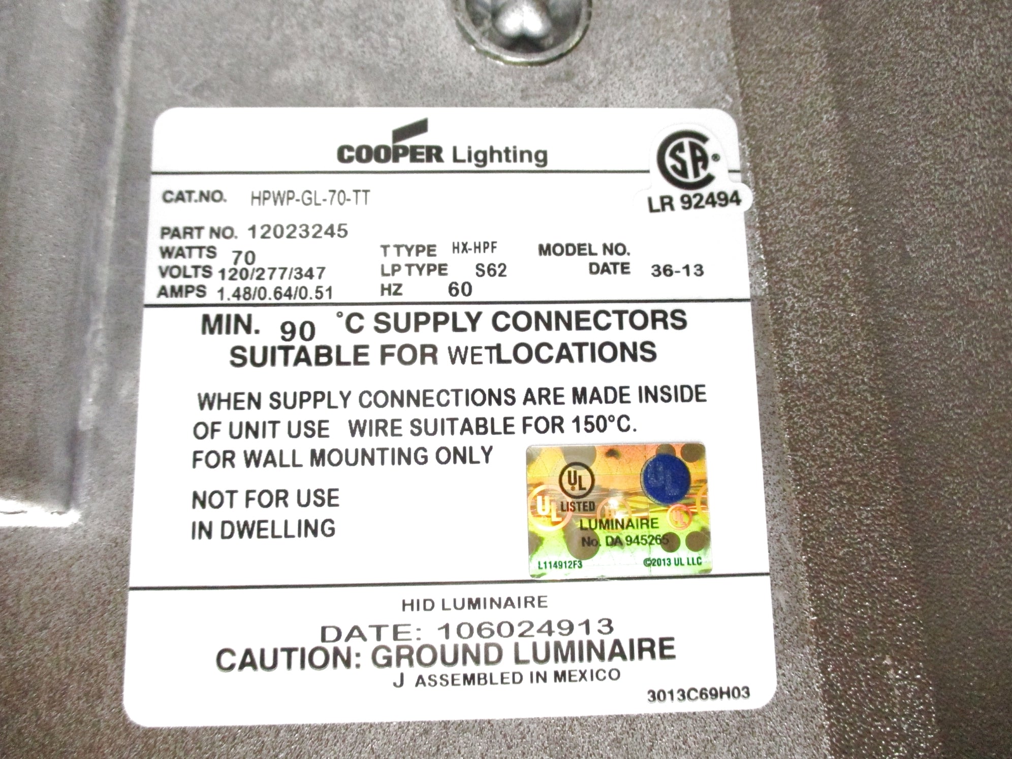 COOPER HPWP-GL-70-TT NSMP