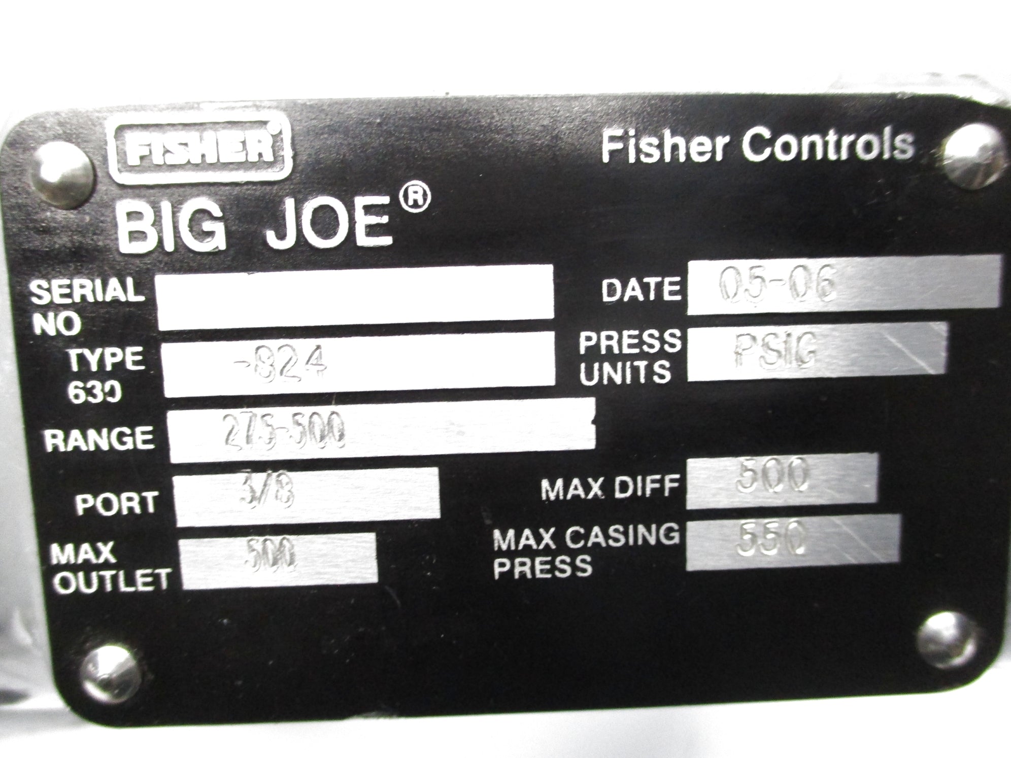 FISHER 630-824 275-500 PSIG UNMP