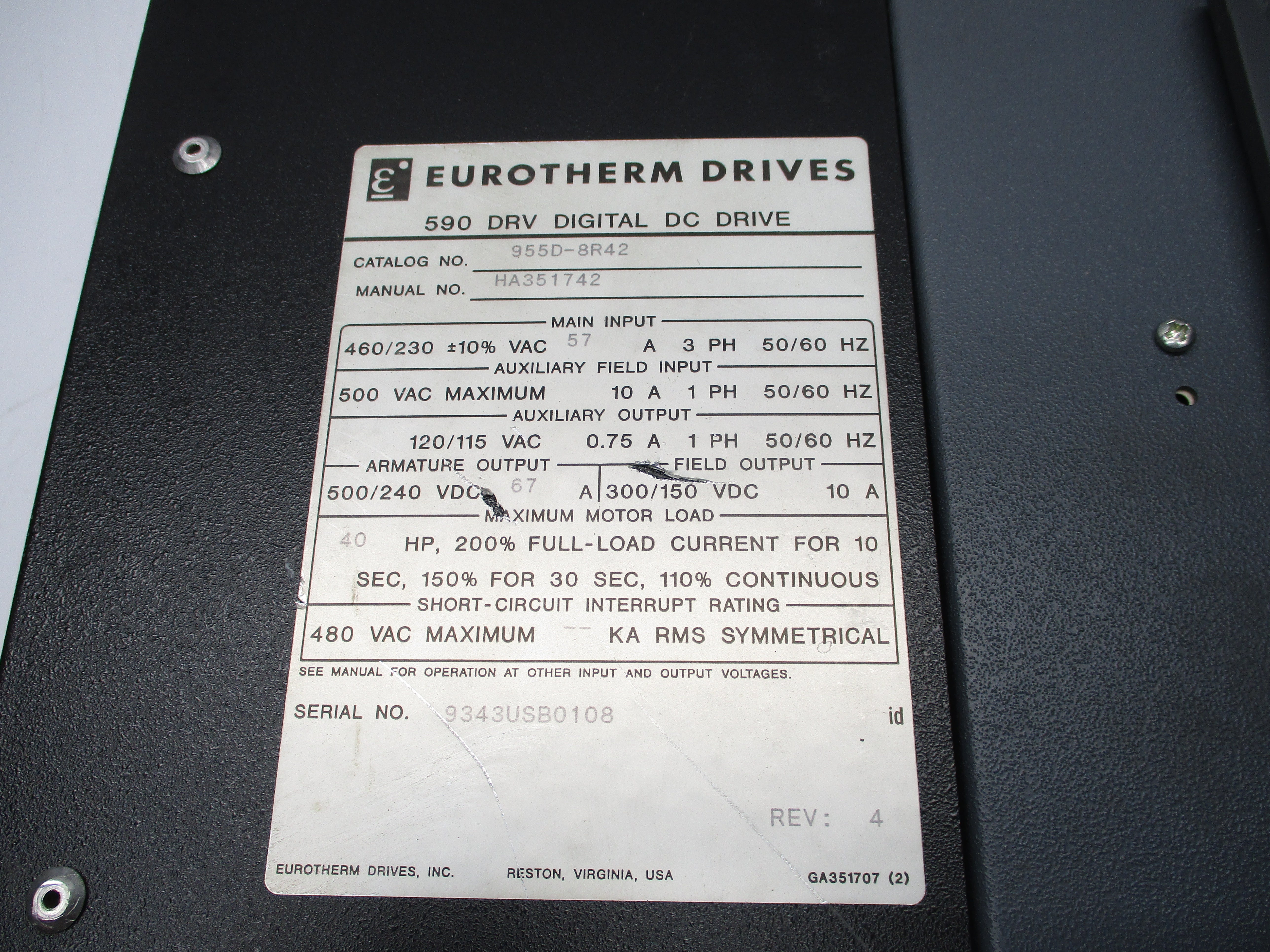 EUROTHERM 955D-8R42 (AS PICTURED) UNMP