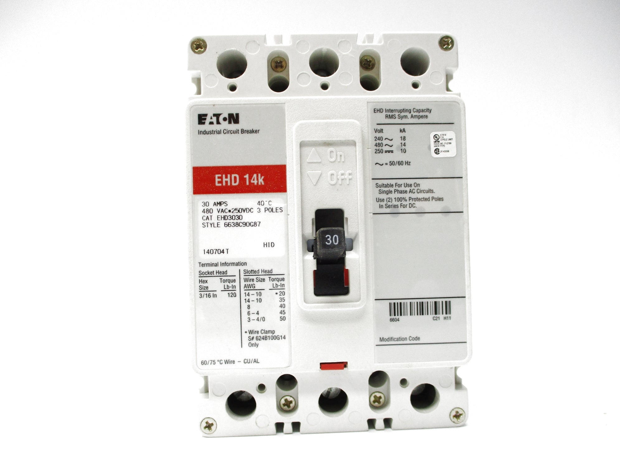 EATON EHD3030 SER. C 480VAC 30A NSMP